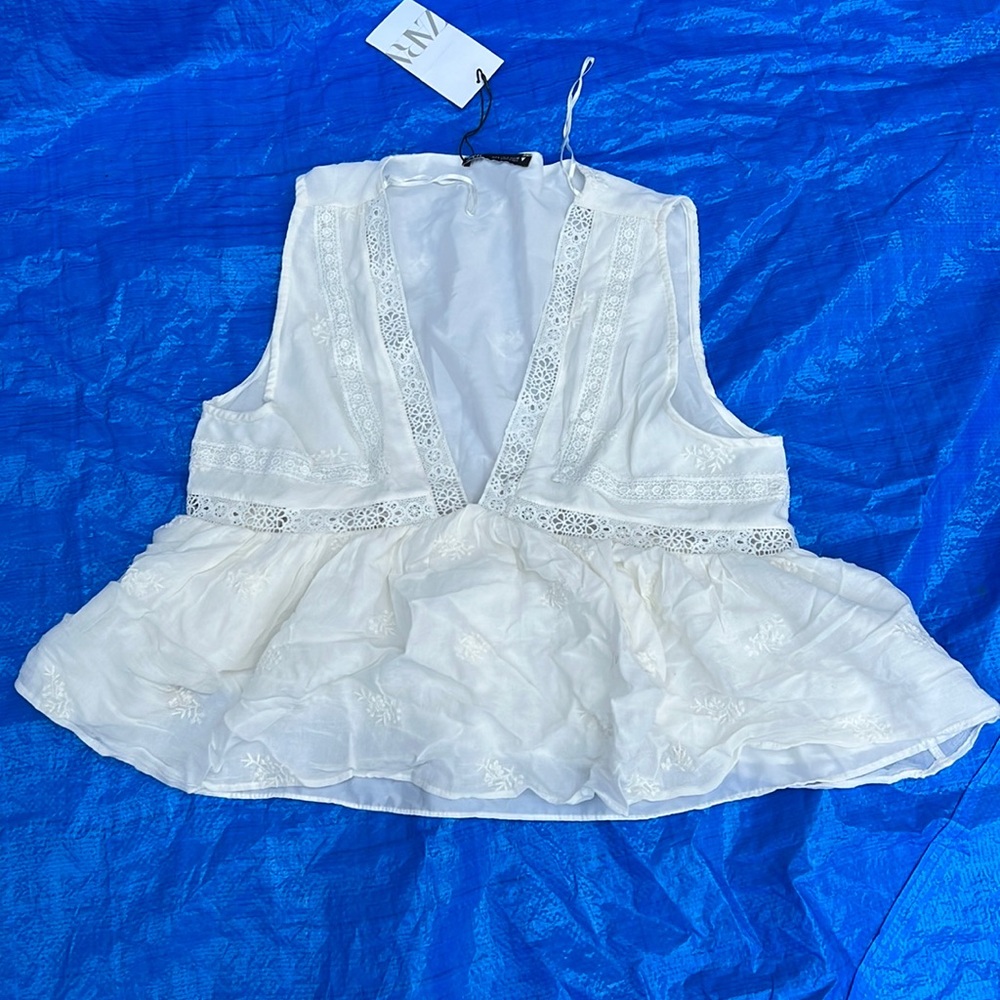 Zara white top , large